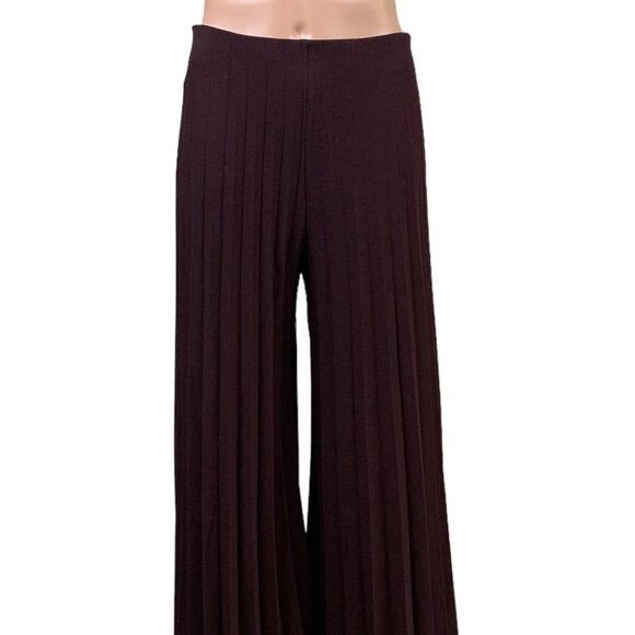 Burgundy / Wine High-Waisted Pleated Wide Leg Pants - Picture 1 of 9